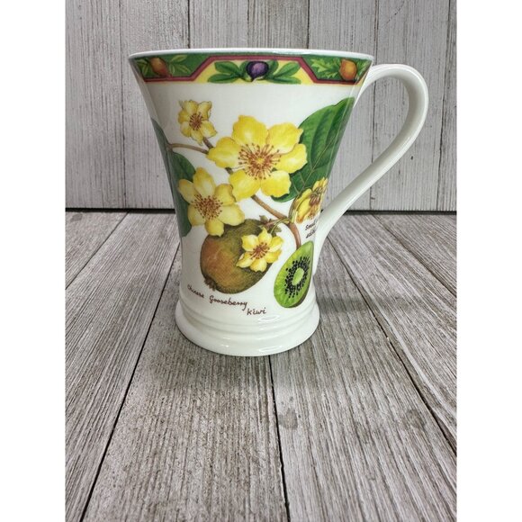 Vtg Crown Trent Fine Bone China Fruit Set of 2 Mugs Kiwi Papaya Pomegranate Fig - Picture 11 of 16